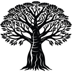 Obraz premium Tree silhouette illustration on white background