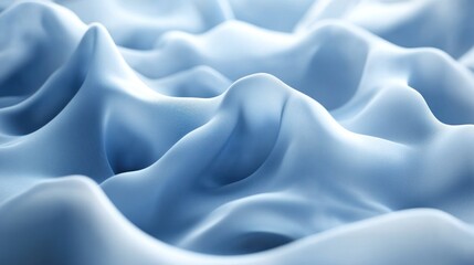 Obraz premium Blue silk fabric waves, soft folds, studio background, textile design