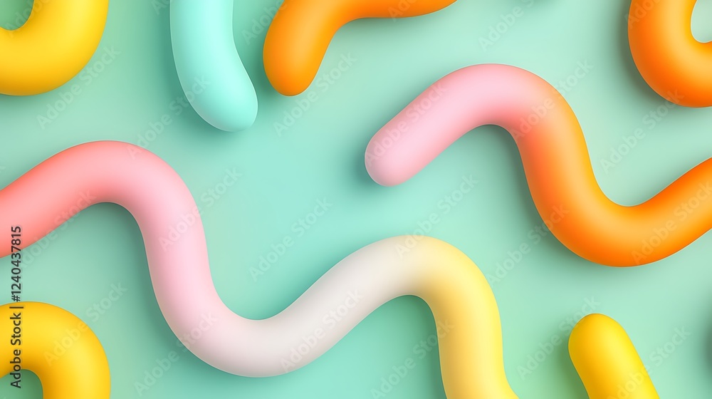 Poster colorful abstract shapes on light green background creating playful and modern design elements for v