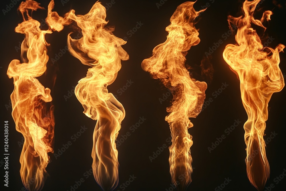 Aufkleber dynamic flames dancing against a dark backdrop display vibrant colors and flowing shapes in a mesmer