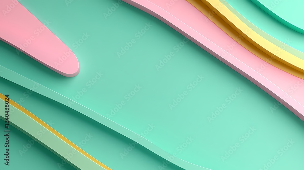 Aufkleber colorful abstract waves on smooth background with soft pastel shades and flowing lines in tranquil c