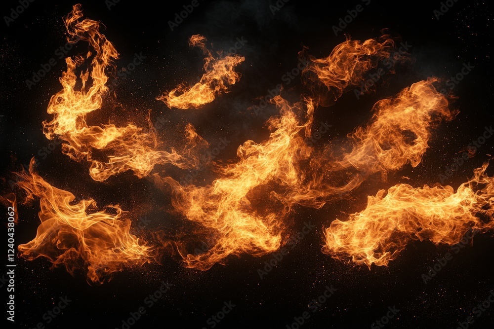 Poster Flames dance in mesmerizing patterns against a dark backdrop creating a captivating visual experience