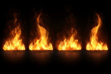 Fototapeta premium Flames dance in a mesmerizing display against a dark background creating a dramatic atmosphere
