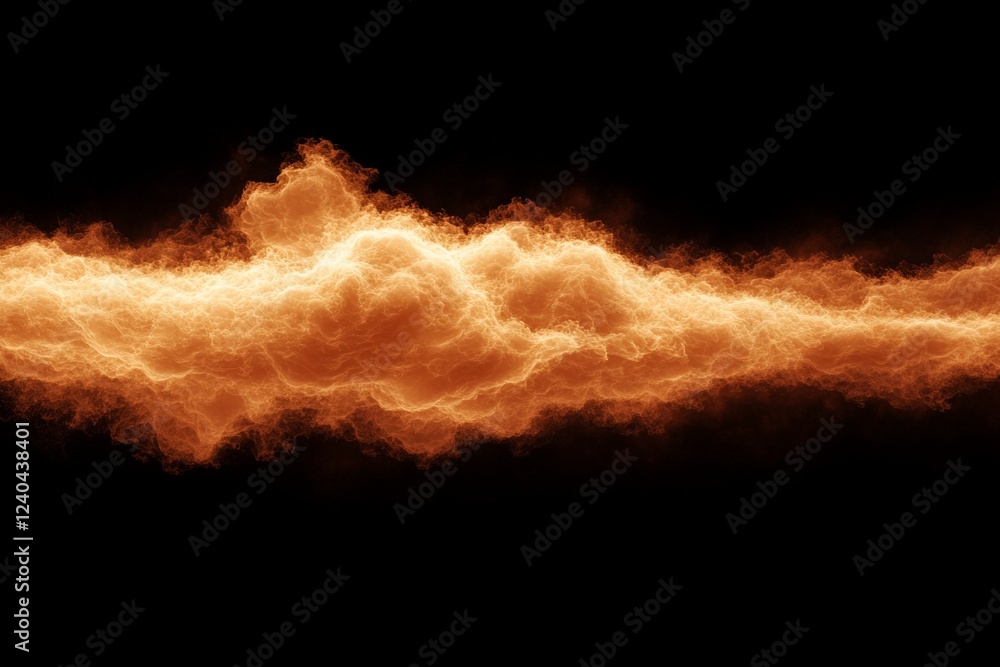 Poster Bright orange flames create an intense fiery cloud against a black background during a dramatic nighttime display