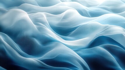 Obraz premium Blue silk fabric waves, studio shot, dark background, textile design
