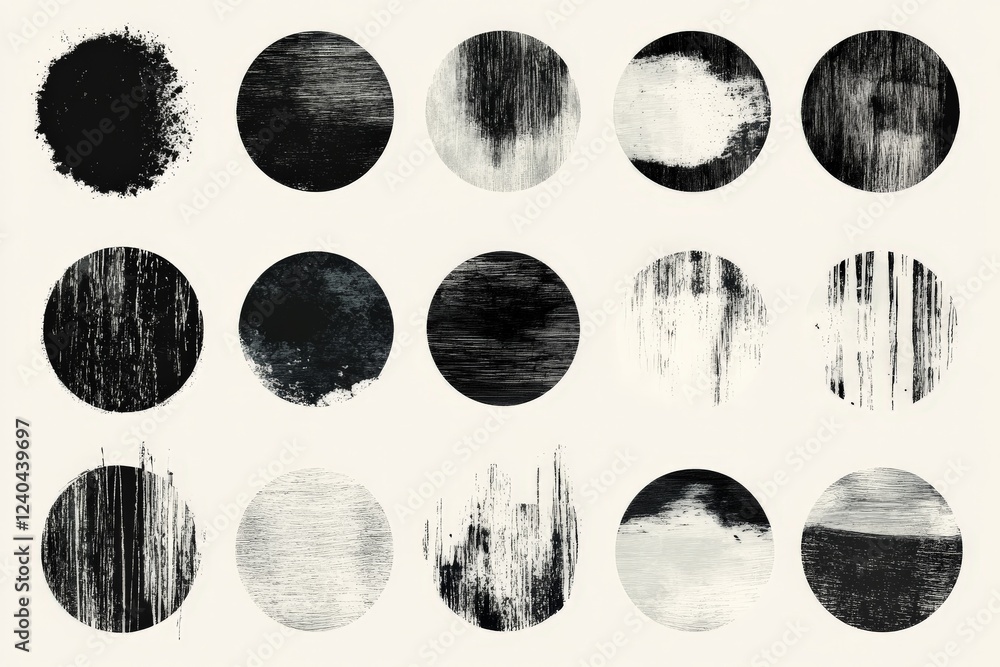 Poster unique black and white circular abstract patterns showcase texture and variation in design