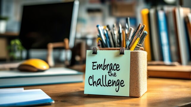 Embrace the Challenge Motivational Desk Decor