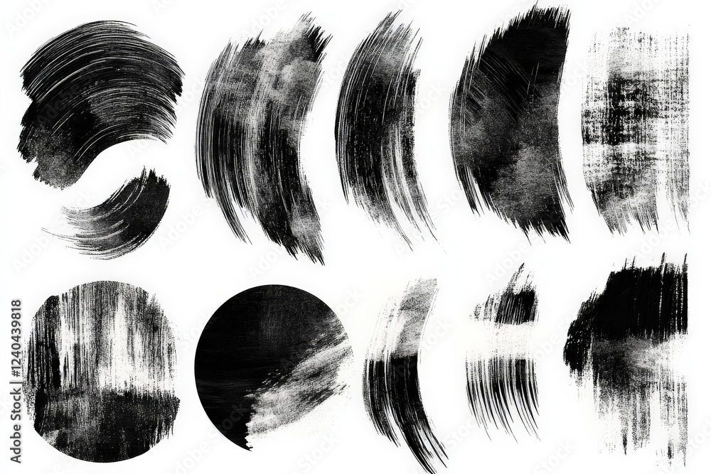 Poster abstract black and white brush strokes showcase artistic creativity and texture in design work