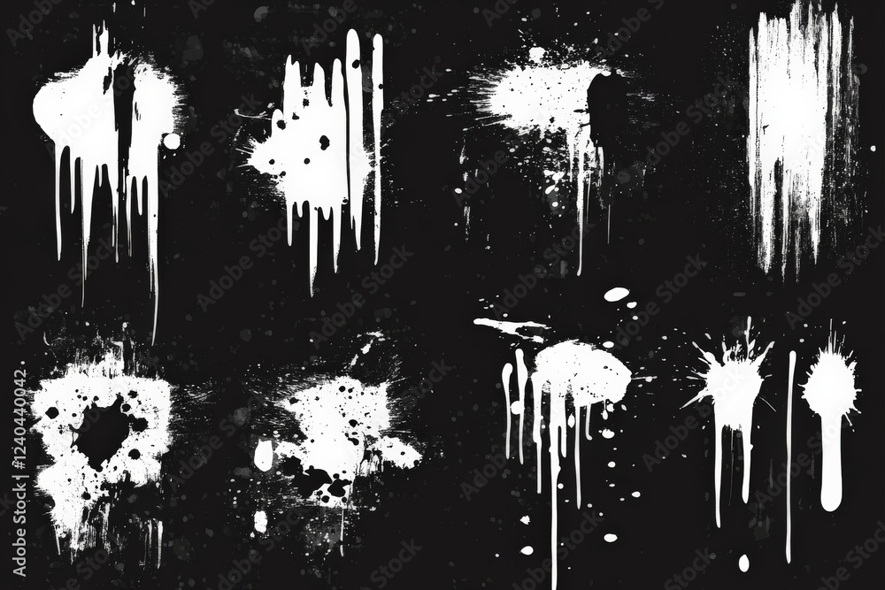 Poster abstract black and white paint splatters create striking visual texture and contrast in contemporary
