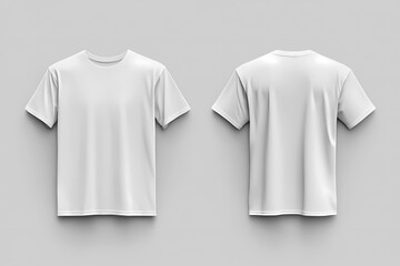 Naklejka premium T-shirt mockup. White blank t-shirt front and back views. male clothes wearing clear attractive apparel tshirt models template