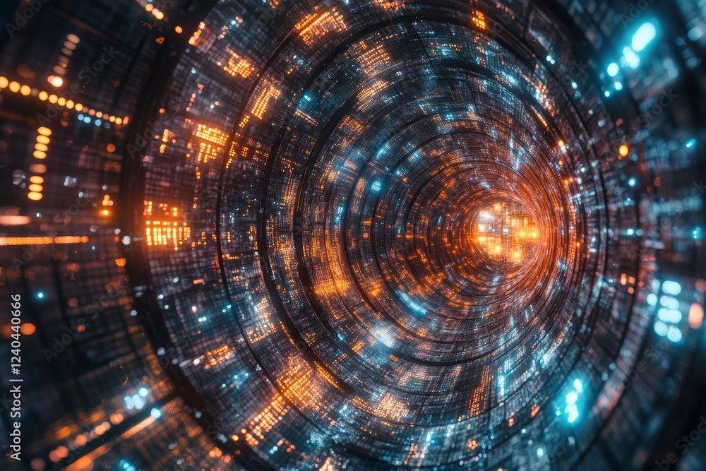 Aufkleber vibrant tunnel filled with glowing lights and intricate patterns in a digital environment