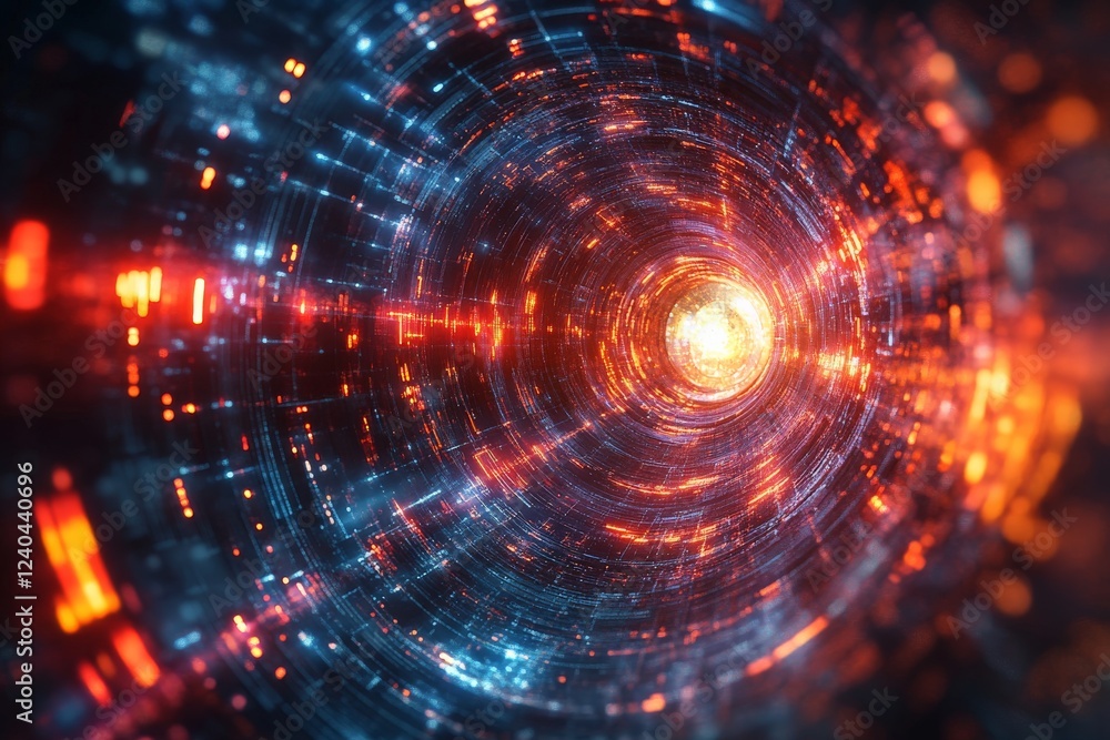 Leinwandbilder Digital tunnel of light exploring vibrant energy patterns in a cosmic space
