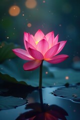 glowing lotus with soft lighting and colorful aura, radiance, otherworldly, serene