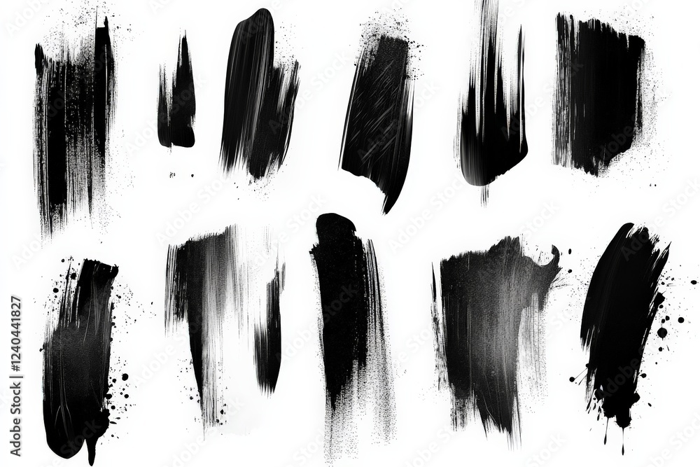 Aufkleber dynamic black and white brush strokes showcasing artistic expression and texture in modern design