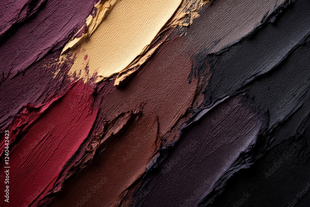 Poster textured paint strokes in various colors create an artistic display on a surface