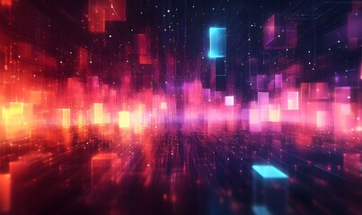 Naklejka premium Tech abstract model with digital glitch background