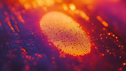 Intricate Fingerprint Pattern Set Against a Vibrant Purple Background Highlighting Unique Identity and Individuality in a Modern Abstract Art Style Evoking Mystery and Intrigue