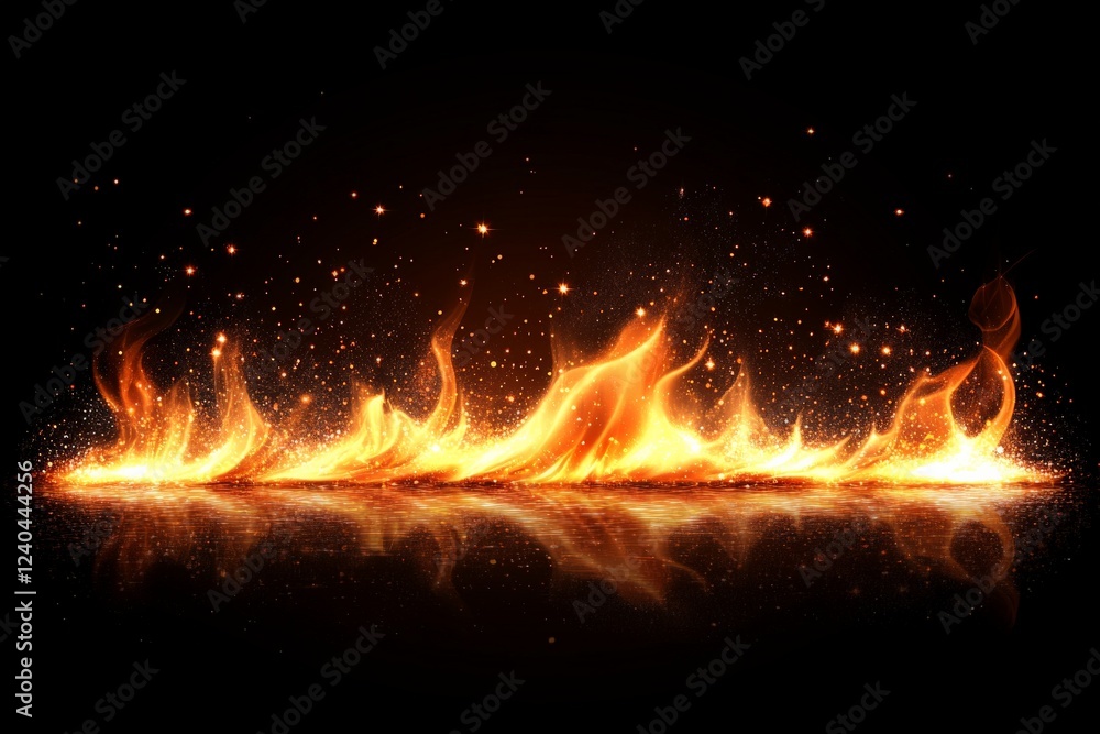 Poster bright flames dance softly against a dark background, creating a mesmerizing display of fire