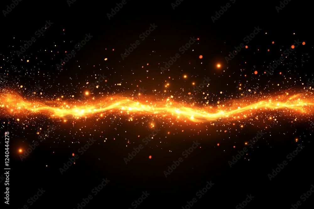 Aufkleber Swirling waves of golden light create a mesmerizing visual effect against a dark backdrop in this abstract illustration