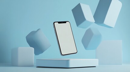 Phone display, platform, cubes, product still life
