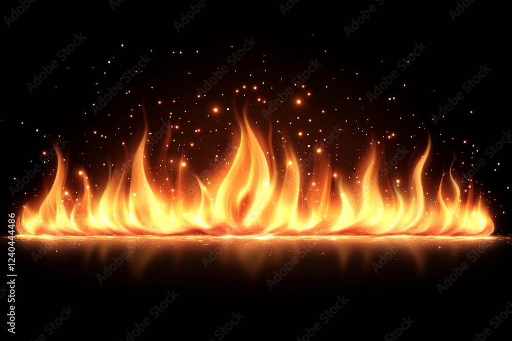 Leinwandbilder Flames dance in mesmerizing patterns against a dark backdrop, creating a captivating visual display of warmth and energy