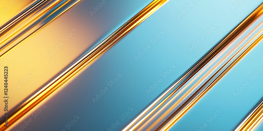 Aufkleber abstract metallic lines with gradient of gold and blue tones, creating modern and luxurious aestheti