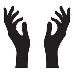 Silhouette of Two Open Hands Reaching Up Vector Illustration