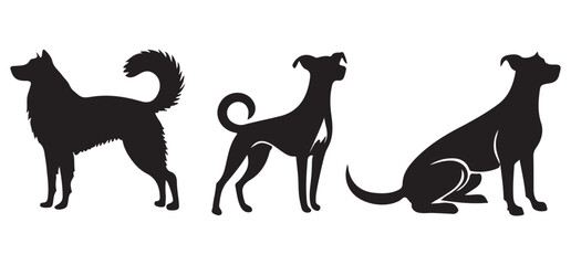Diverse Dog Breeds Silhouette Vector Illustration