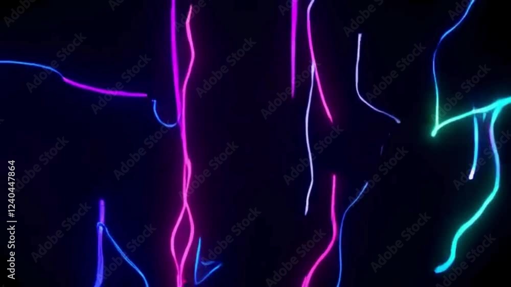 Poster vibrant neon lines create dynamic background with glowing electric colors in mesmerizing loop of vib
