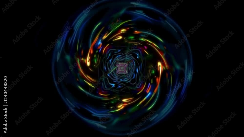 Poster abstract fractal matrix glowing with vibrant colors in dynamic twisted tunnel of infinite geometric 