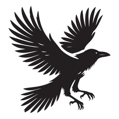 Dynamic Raven Silhouette in Flight Vector Graphic