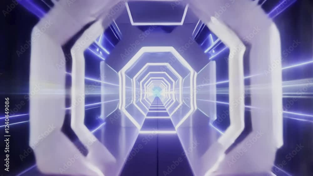 Poster futuristic abstract tunnel with glowing light and geometric shapes creating mesmerizing experience