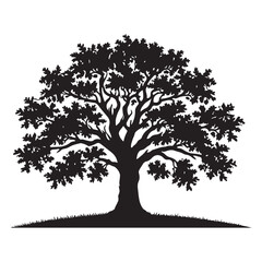 Obraz premium Majestic Oak Tree Silhouette Vector Illustration