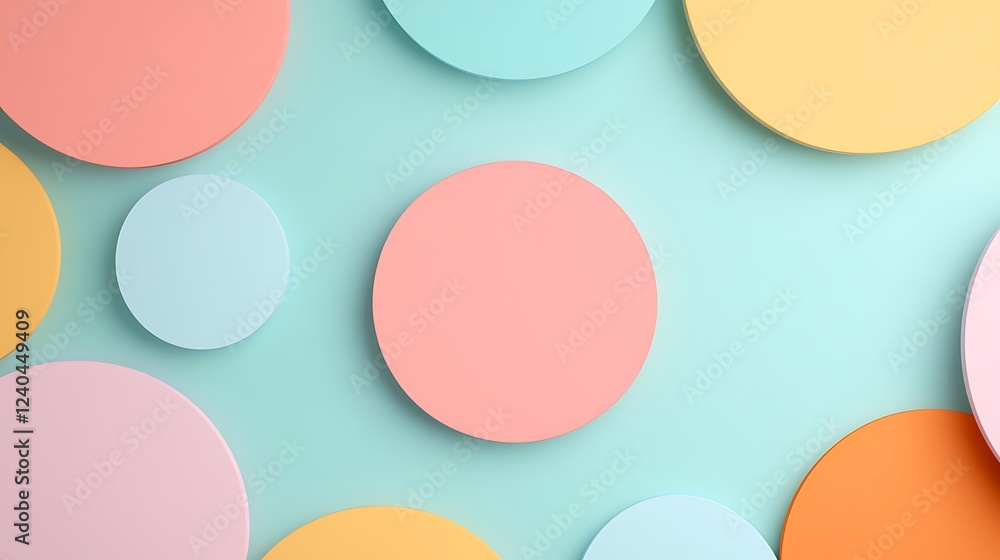Poster colorful circles on soft pastel background creating a modern abstract design for creative projects