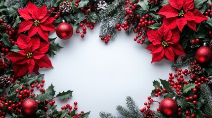 Christmas Poinsettia Wreath Background