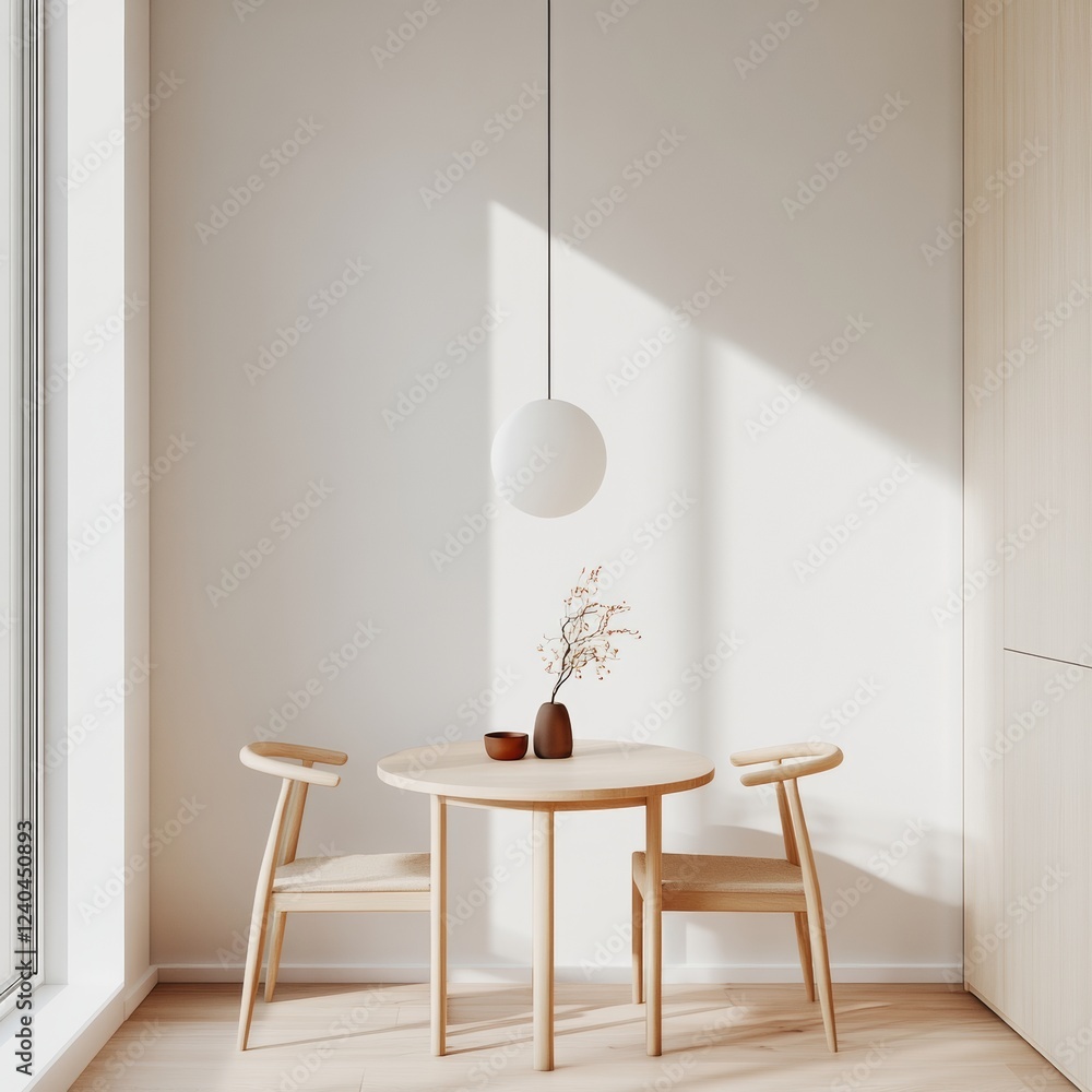 Poster minimalist dining design bright apartment space with foldable table and stackable chairs - smart int