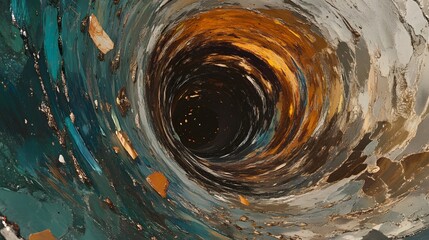Abstract Swirling Vortex Tunnel Painting, Deep Space Cosmic Art