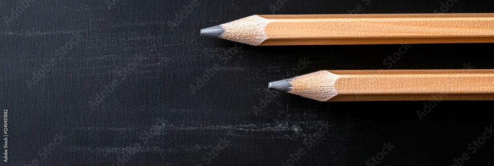 Poster rustic educational design wooden chalkboard with eraser marks and pencils - innovative learning envi