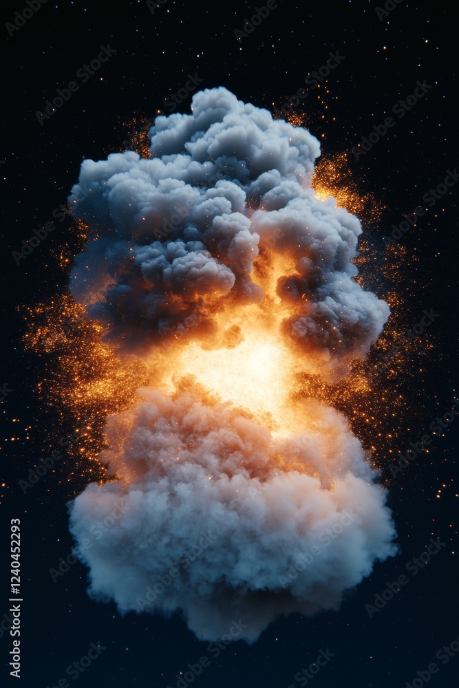 Aufkleber vibrant cosmic energy visualization abstract gas cloud explosion with dynamic particle textures - in