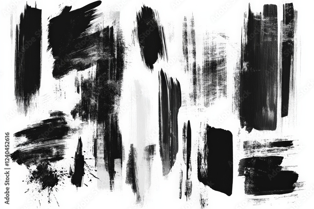 Poster abstract black and white brush strokes on a blank canvas create a striking artistic backdrop for cre