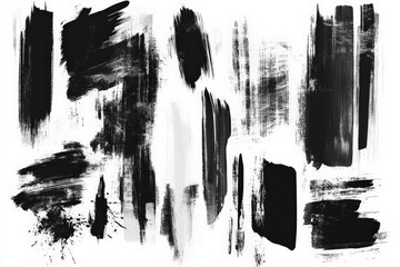 Abstract black and white brush strokes on a blank canvas create a striking artistic backdrop for creativity