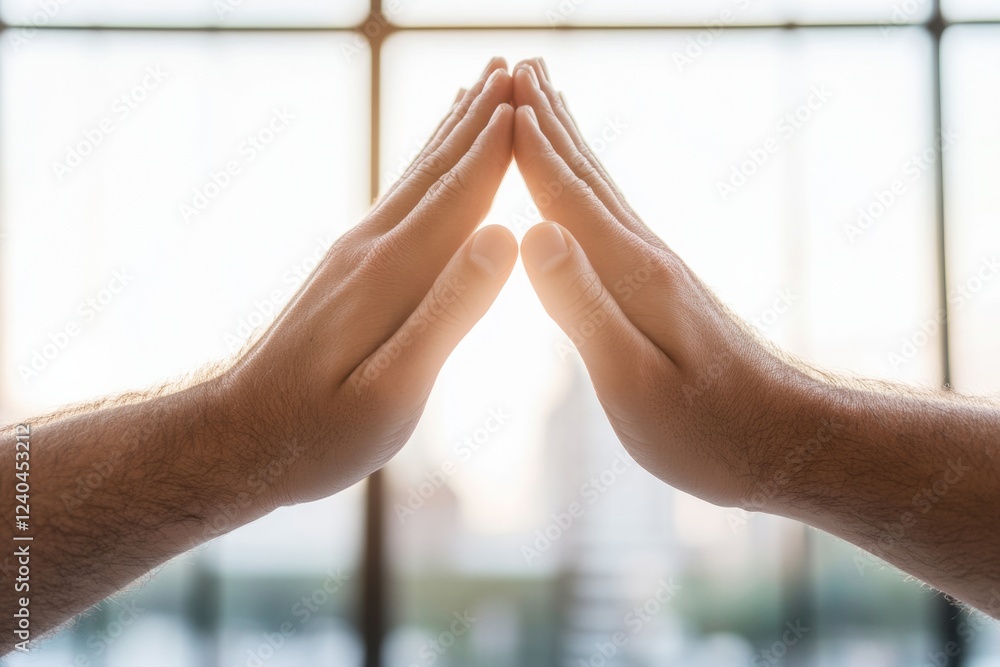Aufkleber collaborative workspace aesthetic high-five gesture symbolizing team spirit and innovation - modern 
