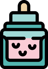 Pink cosmetic cream in a jar with a smiling kawaii face, ideal for beauty and skincare products