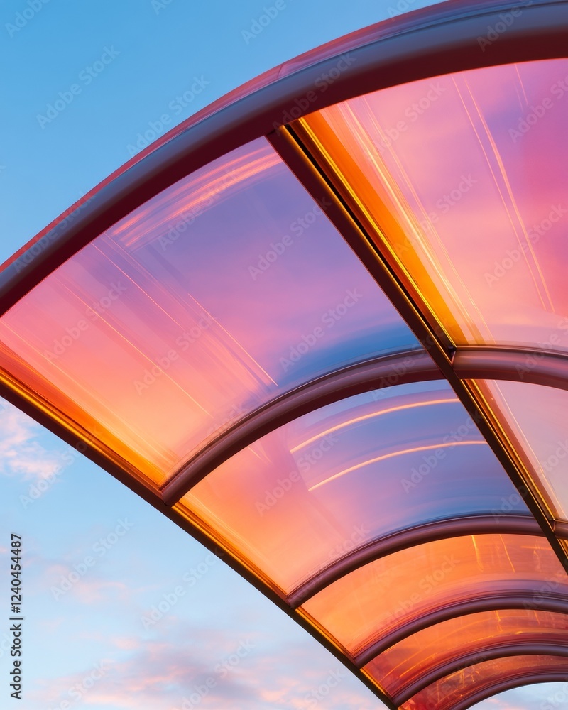 Aufkleber dynamic curved skylight installation colorful glass and steel design for sustainable architecture - 
