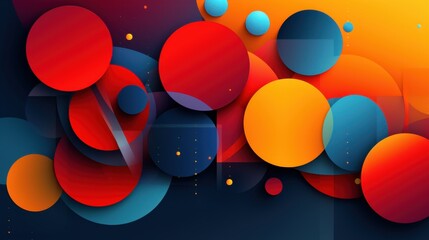 Abstract Colorful Circles Design: Vibrant Geometric Pattern of Overlapping Red, Orange, and Blue Circles