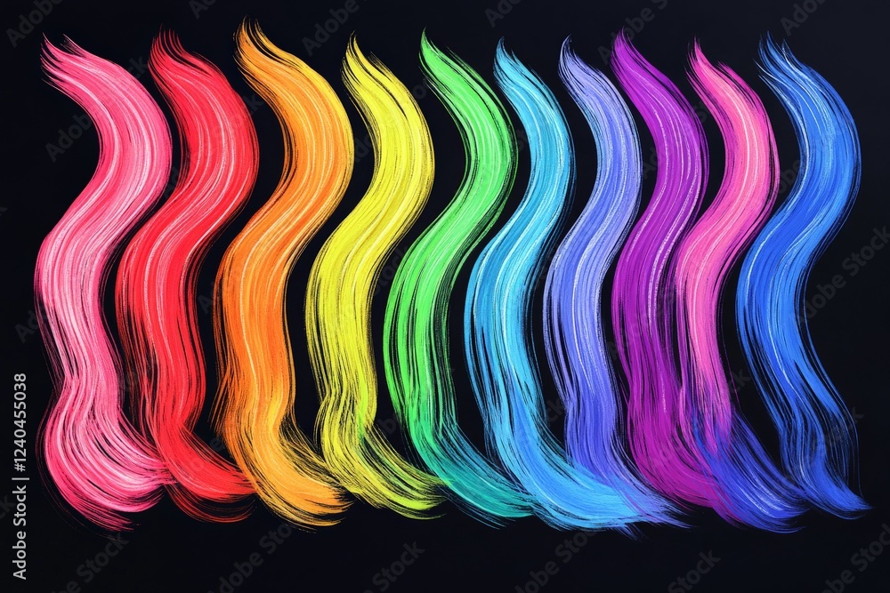 Aufkleber colorful wavy lines create a vibrant abstract visual on a dark background