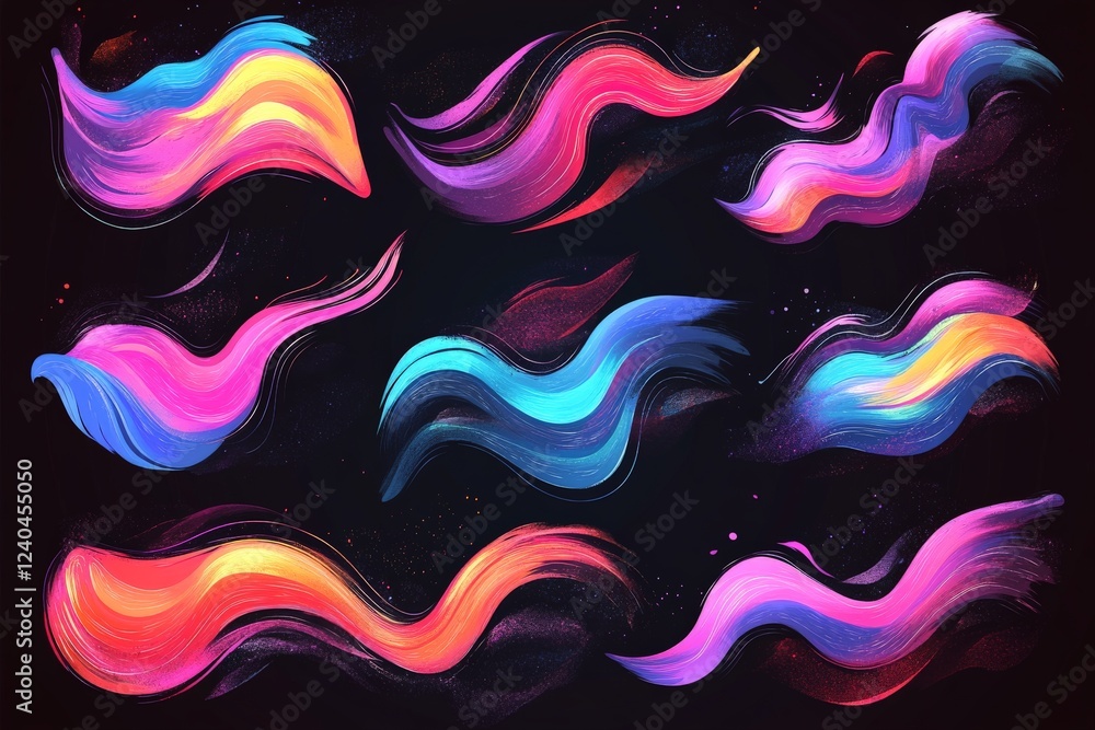 Leinwandbilder Vibrant abstract waves in various colors create a dynamic visual experience suitable for artistic projects or backgrounds