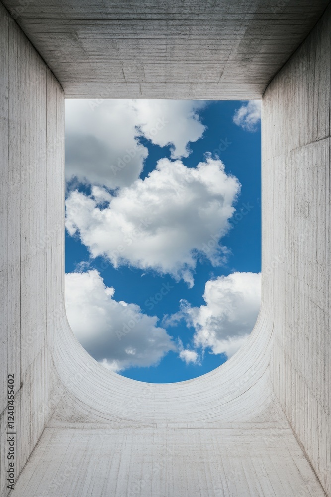 Poster concrete sky perspective minimalist architectural framing with cloudscape - artistic content creatio