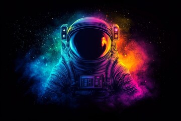 Obraz premium Cosmic astronaut exploration with vibrant colors and abstract background in a galaxy setting