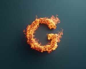 Flaming Typography Bold Letter G in Dynamic Fire Texture for Impactful Visual Marketing and Graphic Design with Climatic Awareness Message